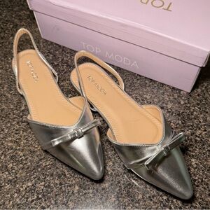 Silver Top Moda Women's Slingback Flats - 7